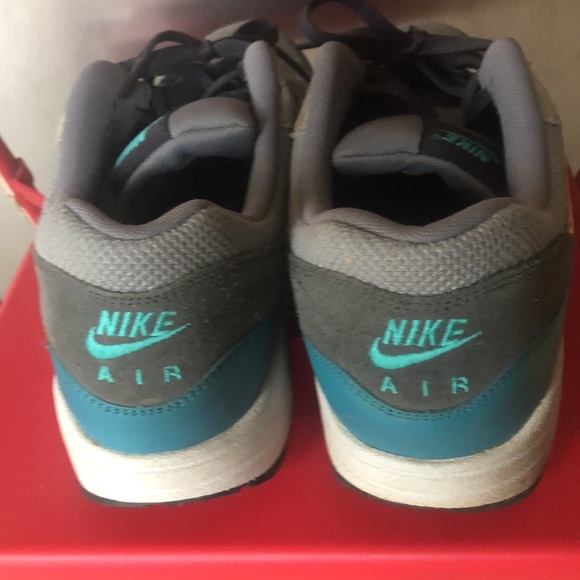 Mens Nike Air Max 1 Essential Cool Grey Catalina Aqua - Picture 6 of 7